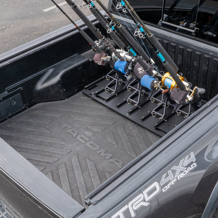 Medium fishing rod rack for garage storage, truck transport, and cleaning