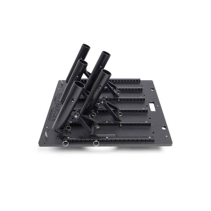 Small fishing rod rack for garage storage, truck transport, and cleaning