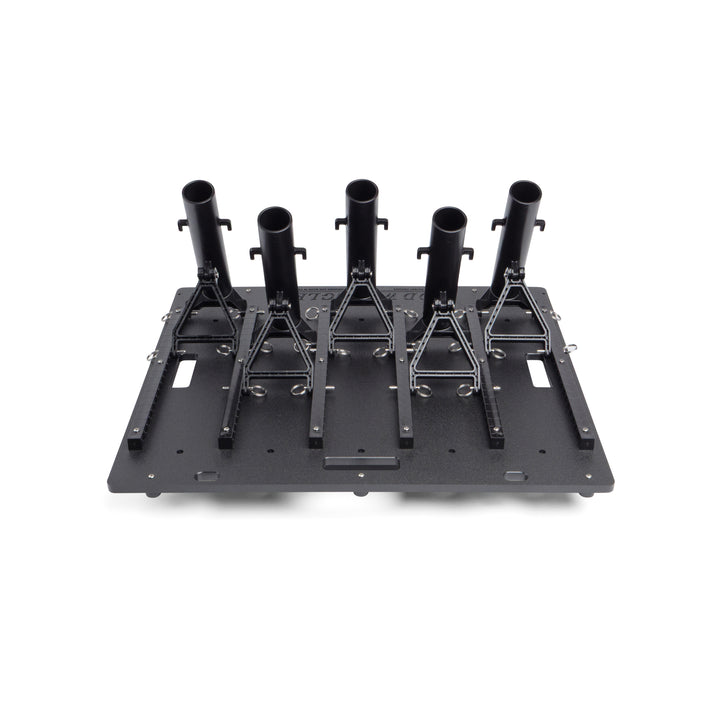 Small fishing rod rack for garage storage, truck transport, and cleaning