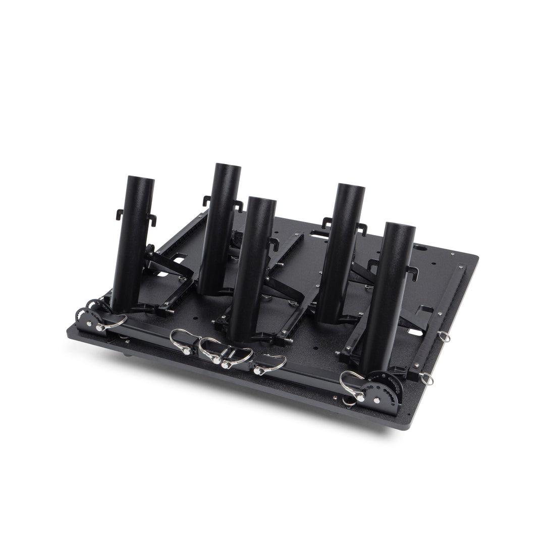 Small fishing rod rack for garage storage, truck transport, and cleaning
