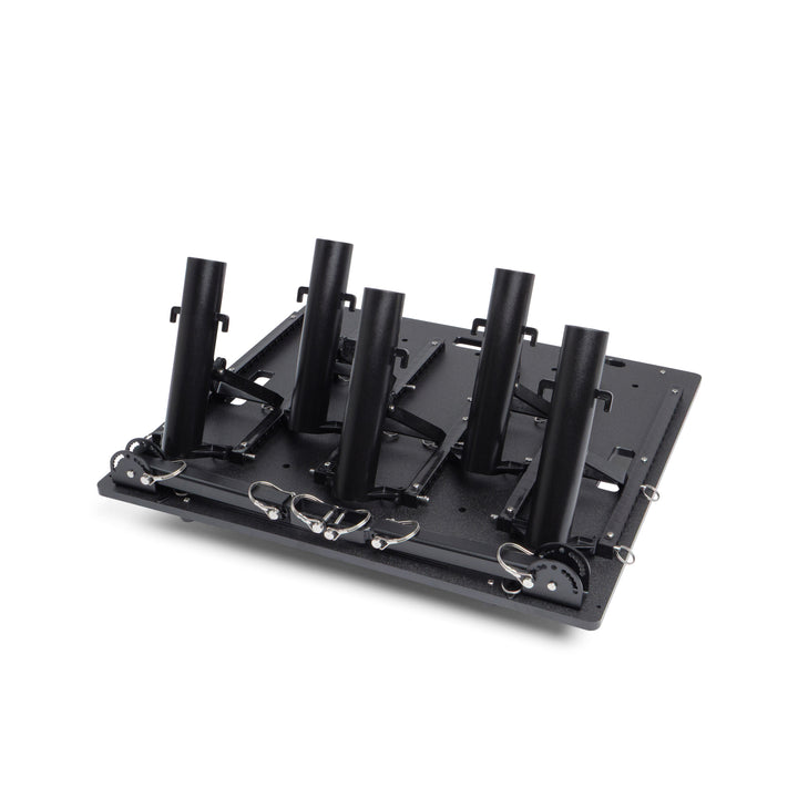 Small fishing rod rack for garage storage, truck transport, and cleaning