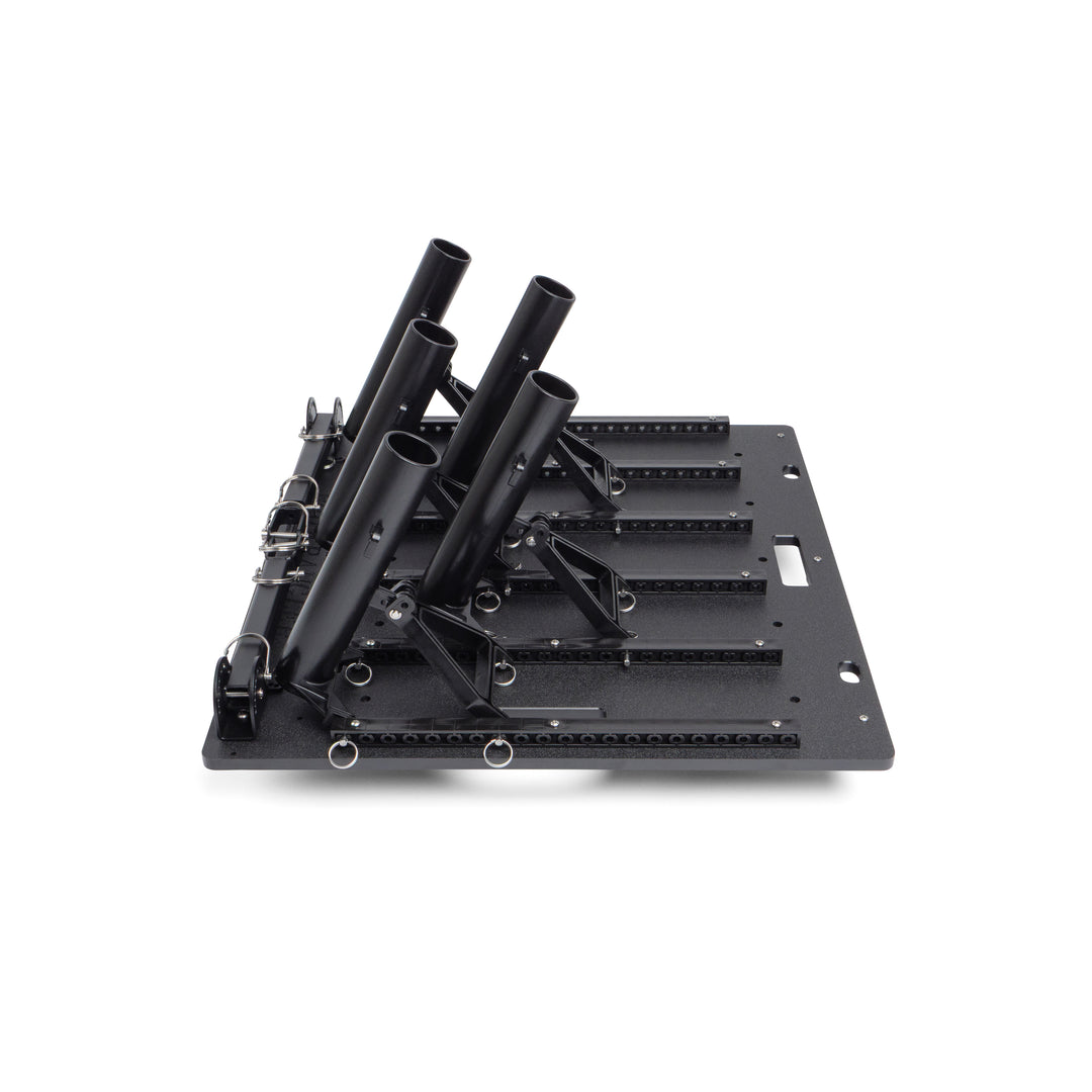 Small fishing rod rack for garage storage, truck transport, and cleaning