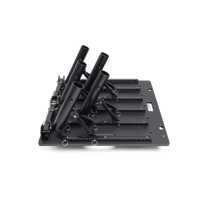 Small fishing rod rack for garage storage, truck transport, and cleaning
