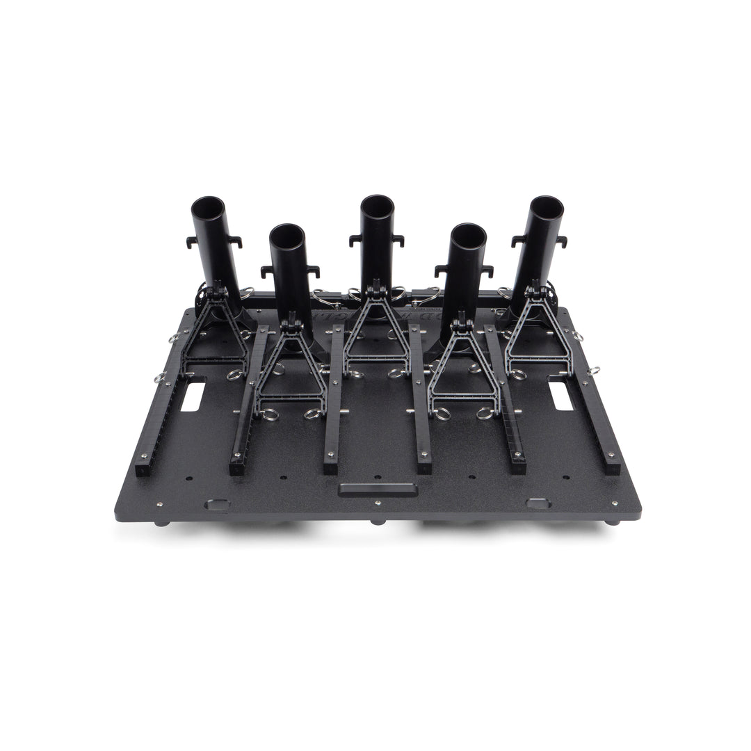 Small fishing rod rack for garage storage, truck transport, and cleaning