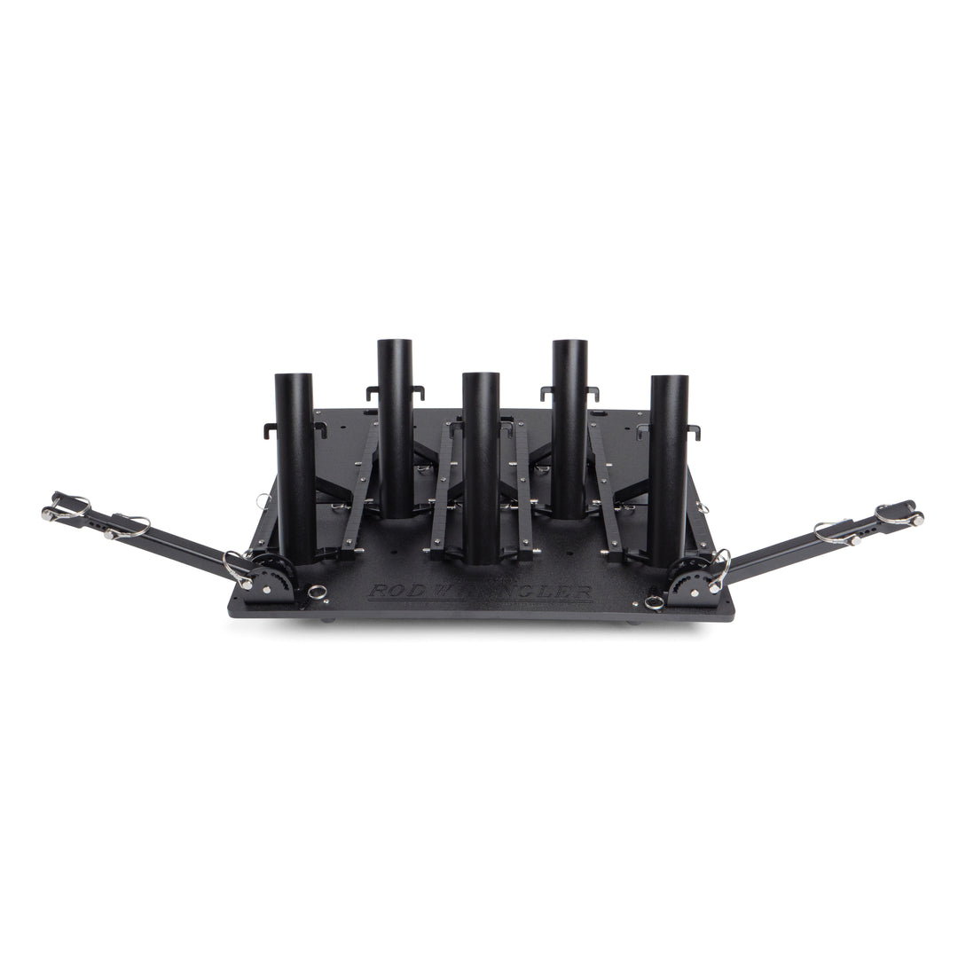 Small fishing rod rack for garage storage, truck transport, and cleaning