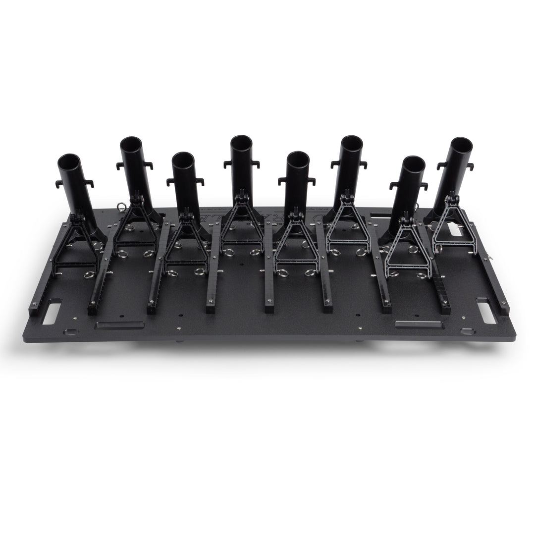 Medium fishing rod rack for garage storage, truck transport, and cleaning