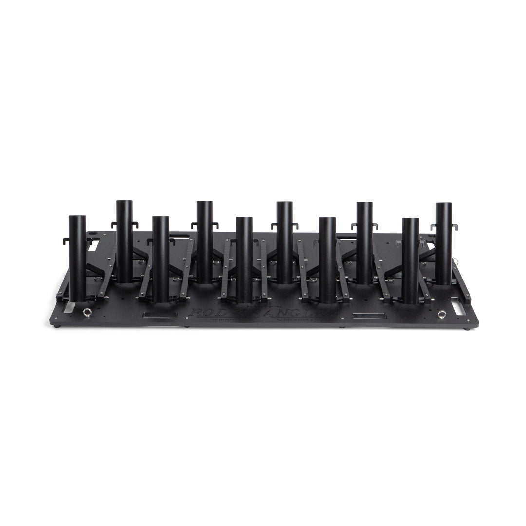 Large fishing rod rack for garage storage, truck transport, and cleaning