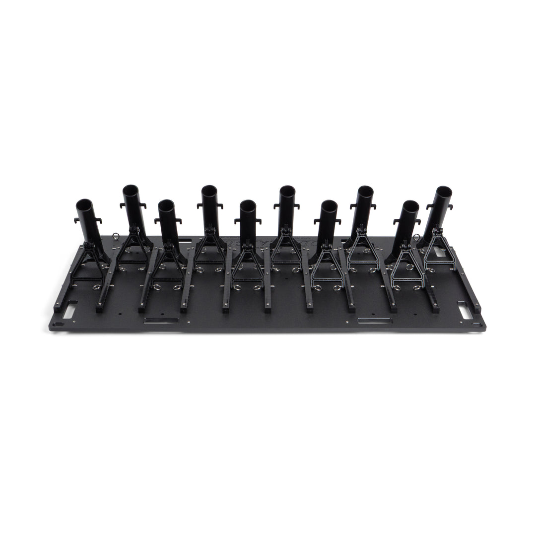 Large fishing rod rack for garage storage, truck transport, and cleaning