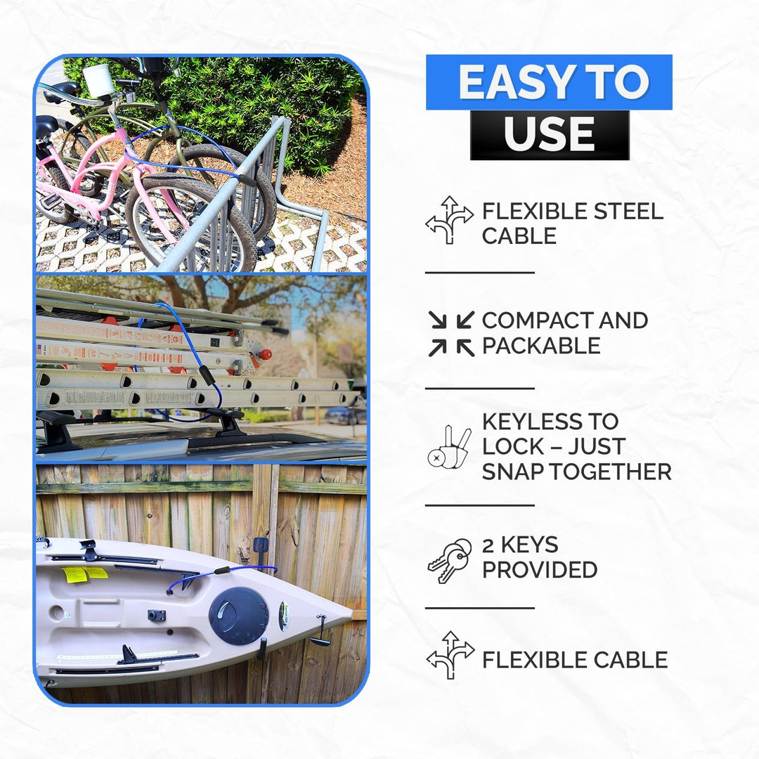 DocksLocks® Anti - Theft Weatherproof Straight Security Cable with Key Lock (5', 10', 15', 20' or 25') - Beson Fishing